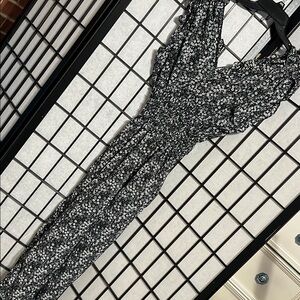 Floral Black and White Jumpsuit, Sz Small